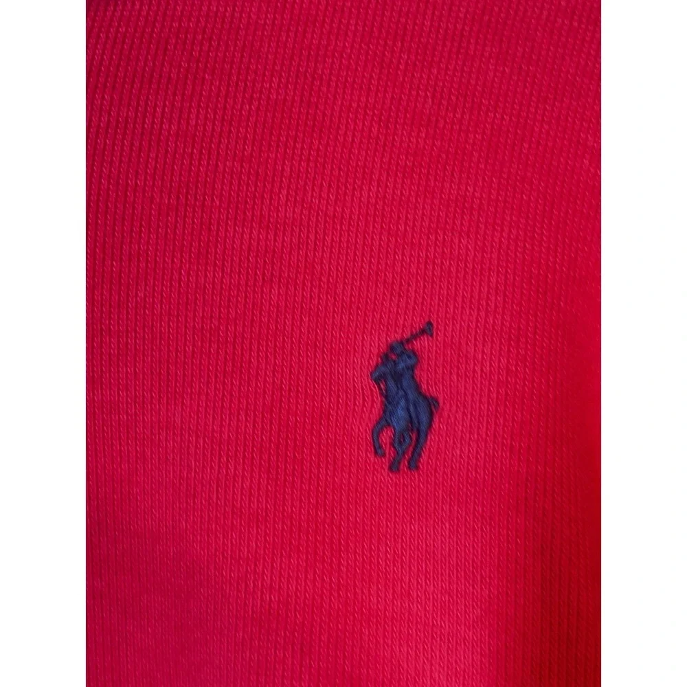 Ralph Lauren Polo Sweater Mens Large Red Pony Knit Pullover Zip Sweatshirt Faded